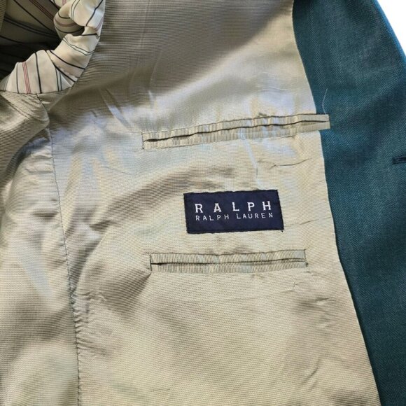 Ralph Lauren Green Silk Wool Single Breasted Blazer Sz 44L - Picture 9 of 14